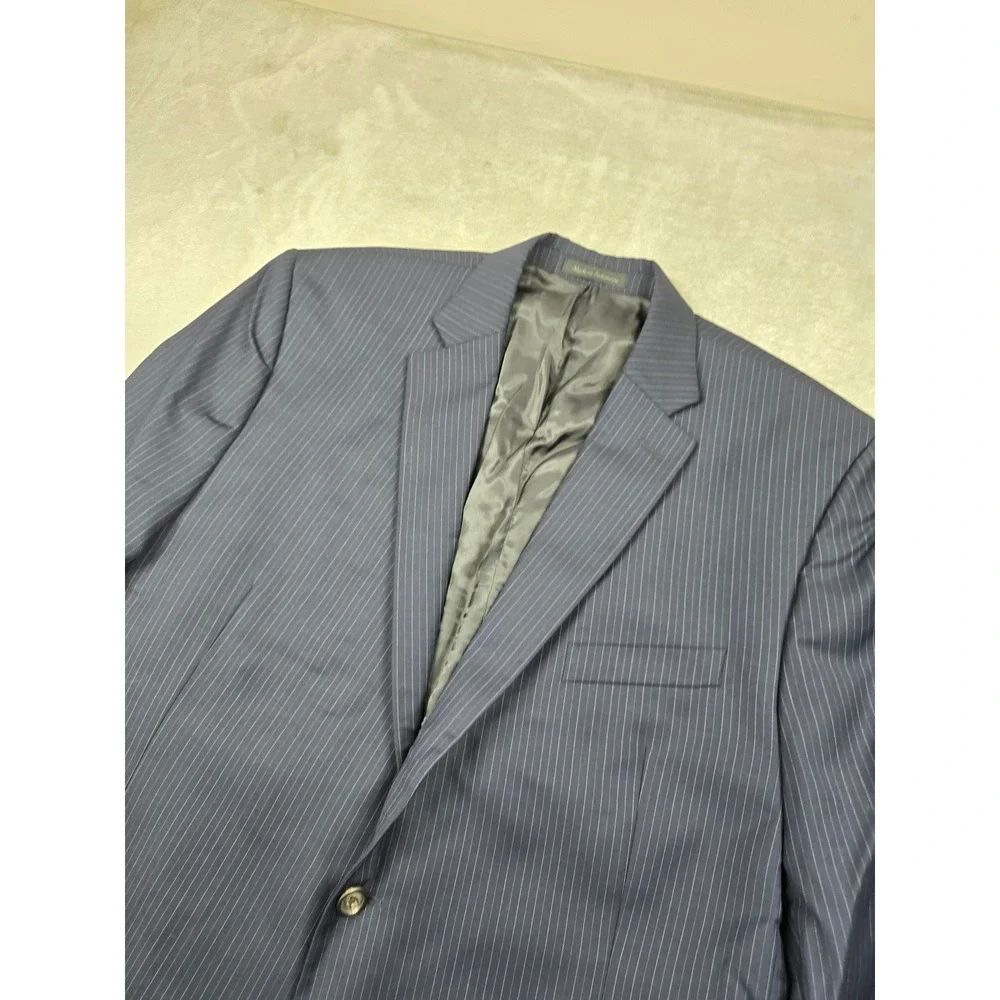 LRL Ralph Lauren Suit‎ Jacket Mens 44R Navy Blue Pinstripe Wool Blend Blazer